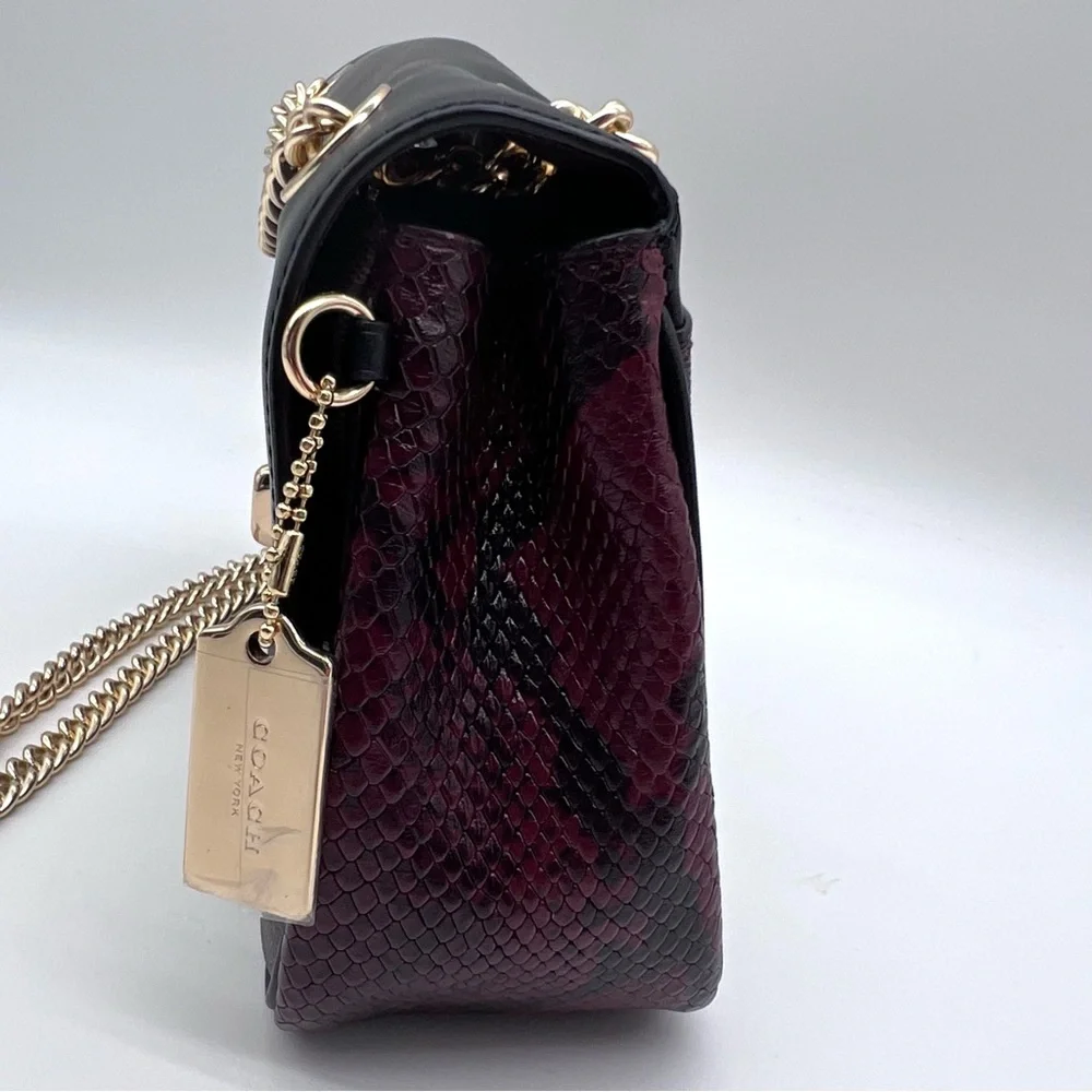 Coach Turnlock Chain Shoulder Bag 54182 Signature Canvas Python Like New - Picture 10 of 16